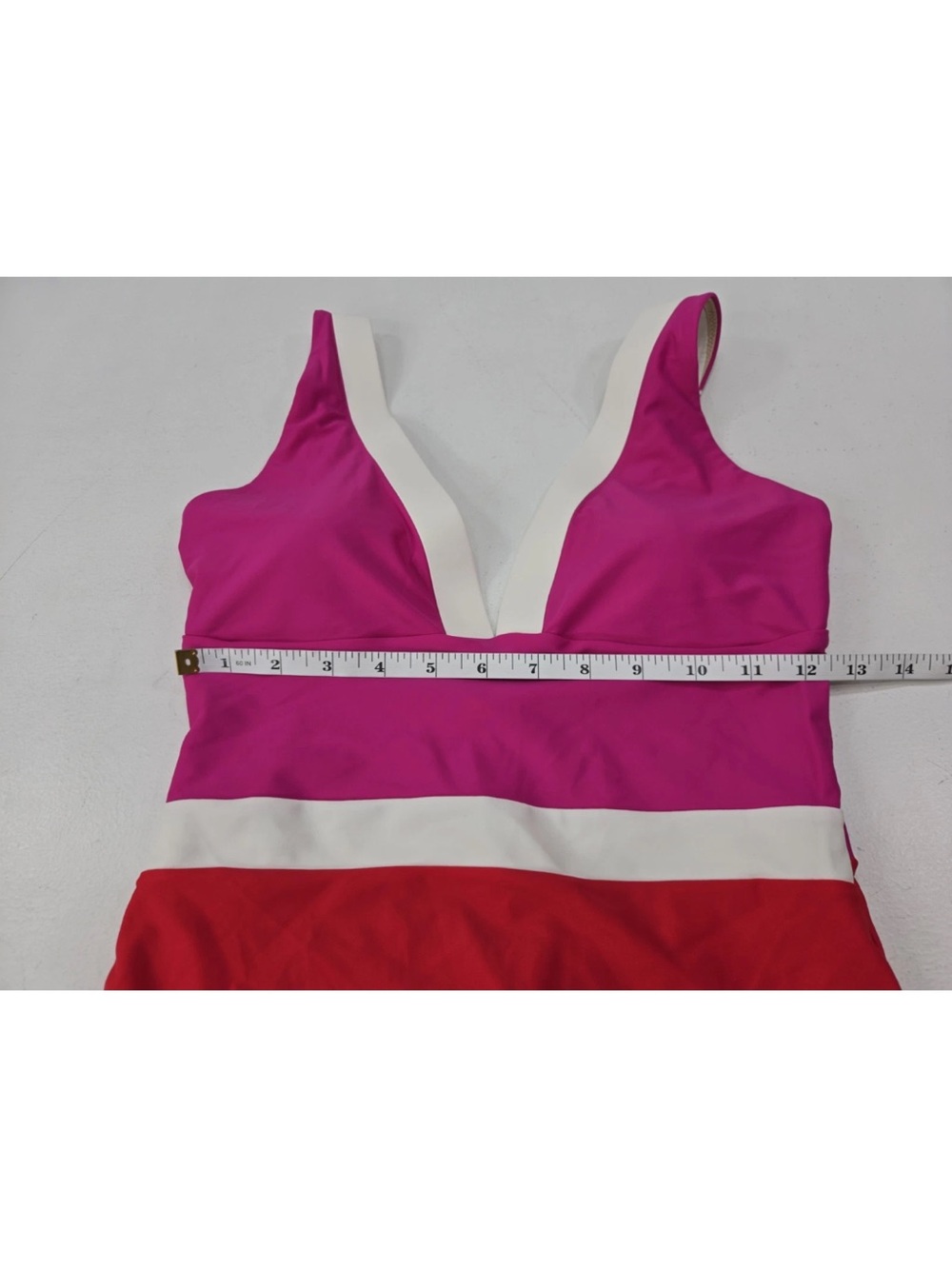 summersalt Pink and Red One-Piece Swimsuit with White Trim - Picture 4 of 6